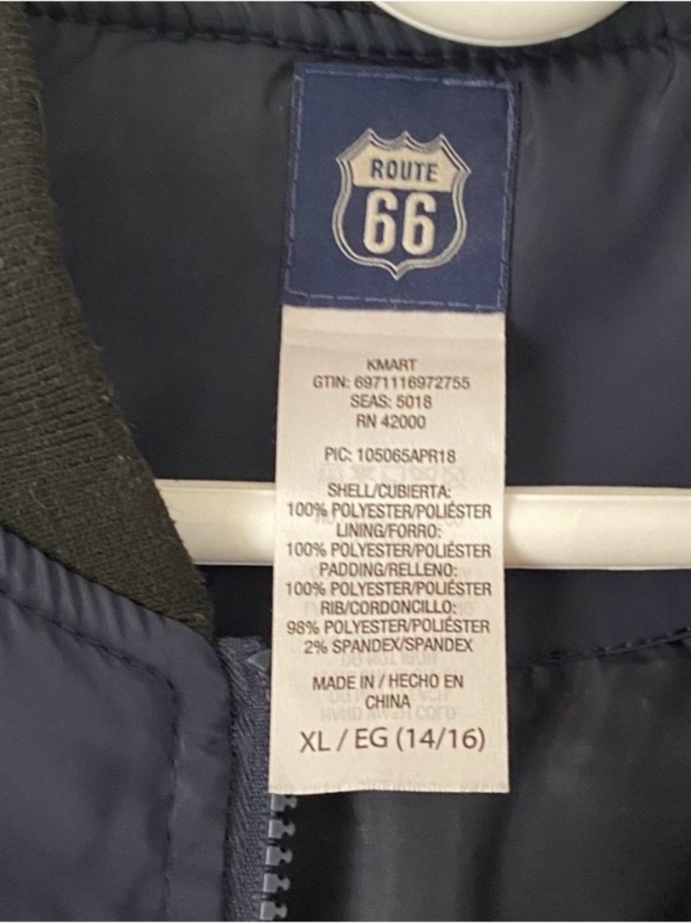 Route 66 Navy Jacket with Black Trim - Picture 3 of 3